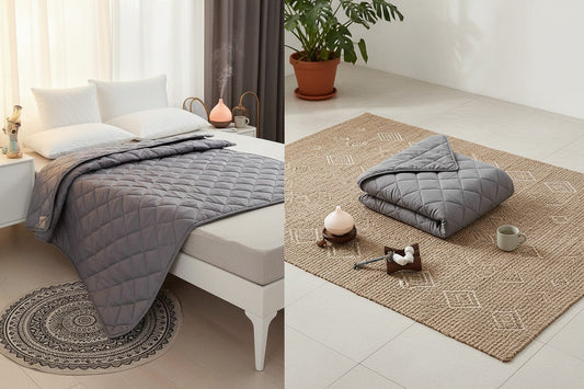 Couverture lestée FRESCOO textile et ambiance chambre