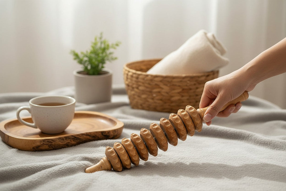 Rouleau de massage en bois FRESCOO détail